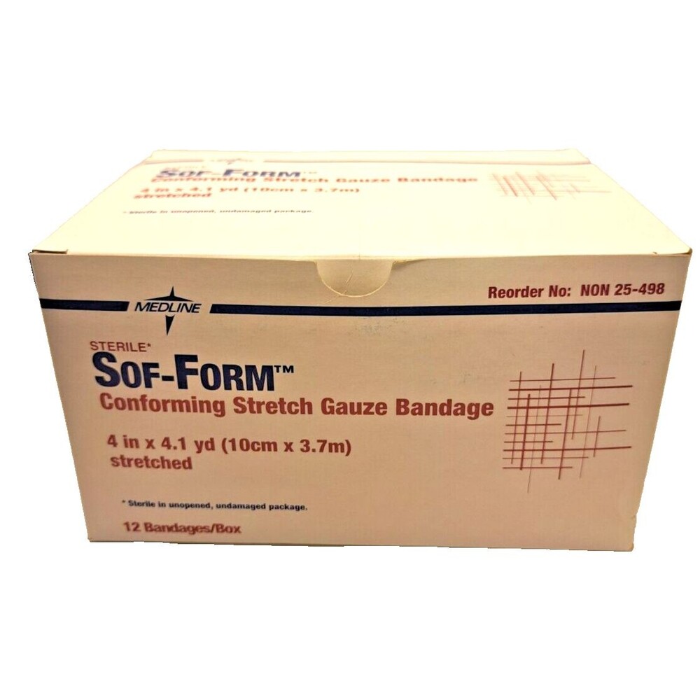 Medline NON25498 sterile conforming stretch gauze bandage rolls, 4x75”, 12/box